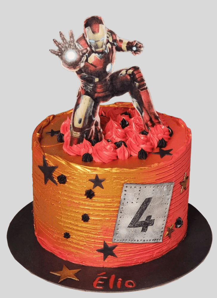 Iron Man Cake with Grey Base