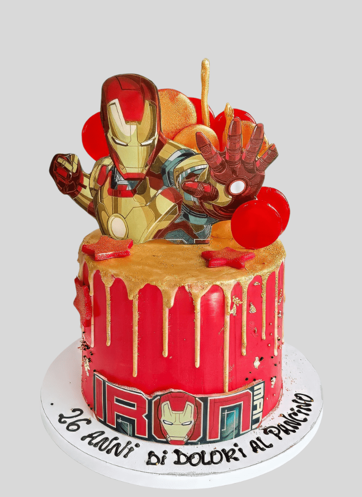 Iron Man Mask Cake with Beige Base