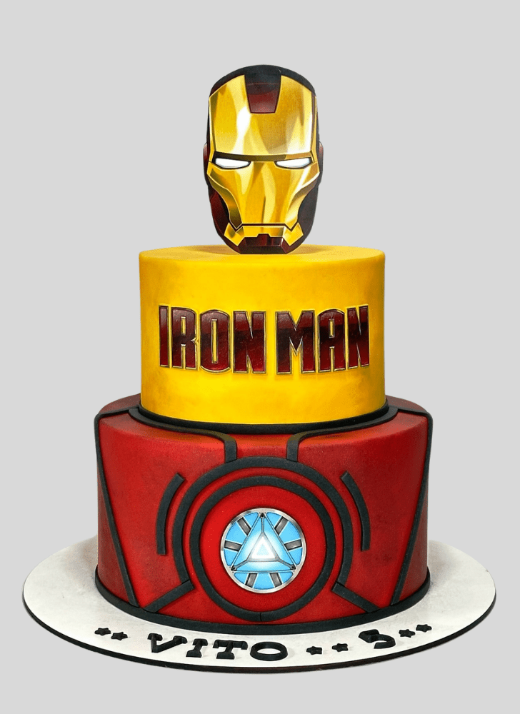 Iron Man Face cake with Red Base