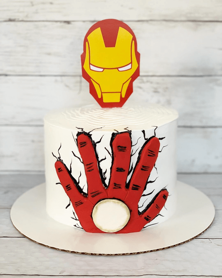 Iron Man Mask Cake with White Base