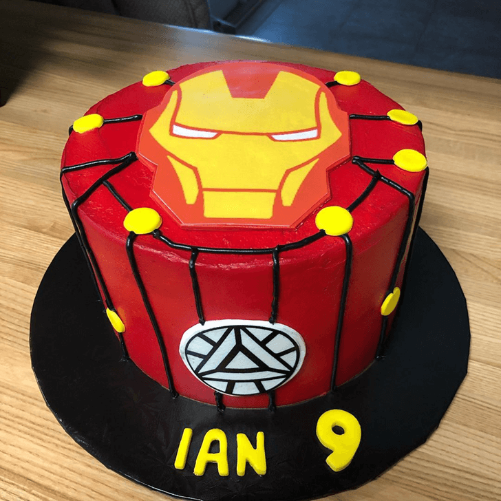 Iron Man Mask Cake with Red Red and Yellow Base