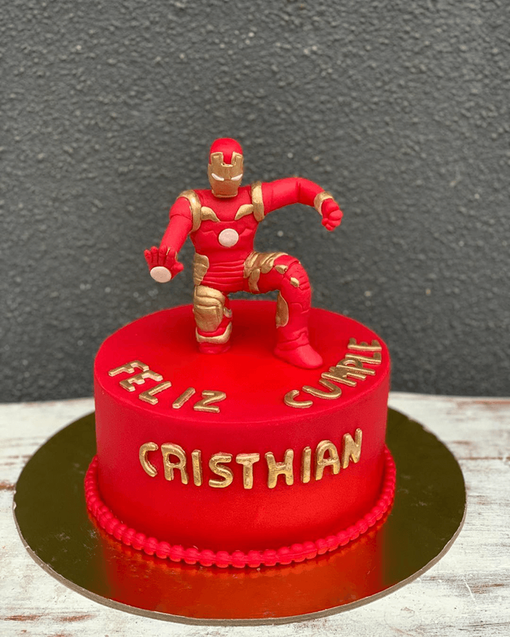 Iron Man Red Base Cake Design