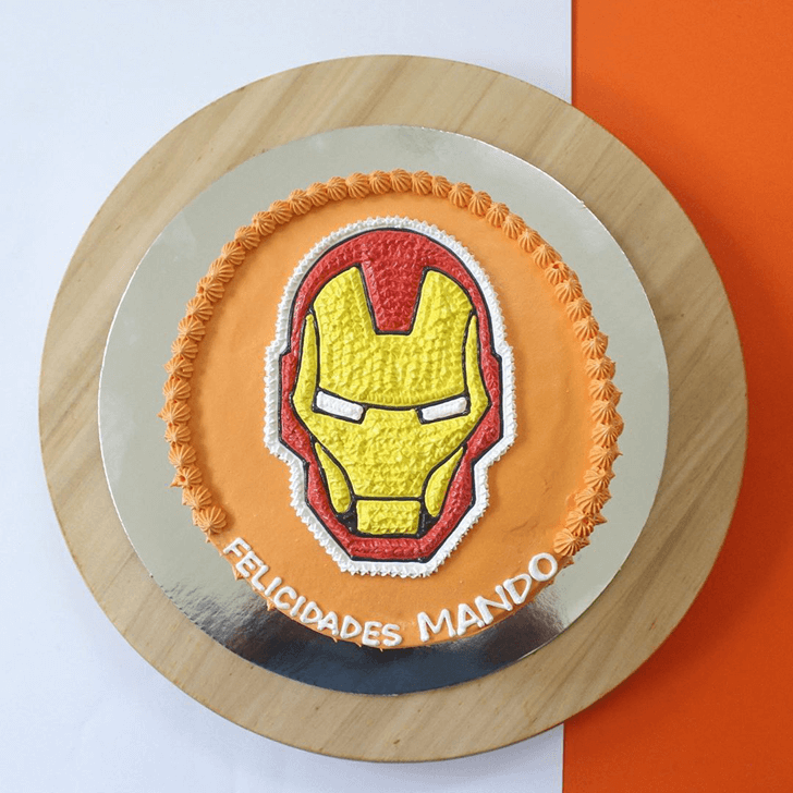 Iron Man Mask Cake with Orange Base