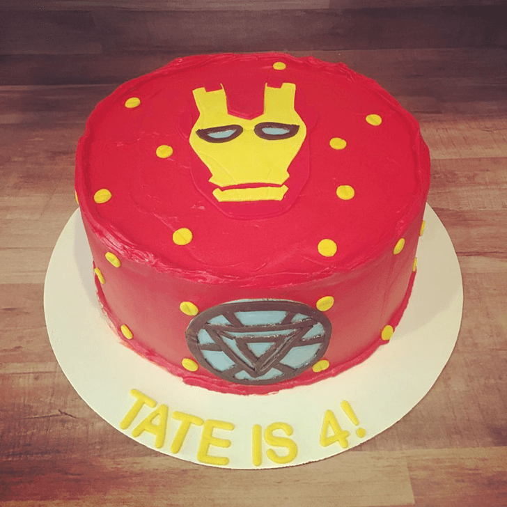 Iron Man Mask Cake with Red White Base