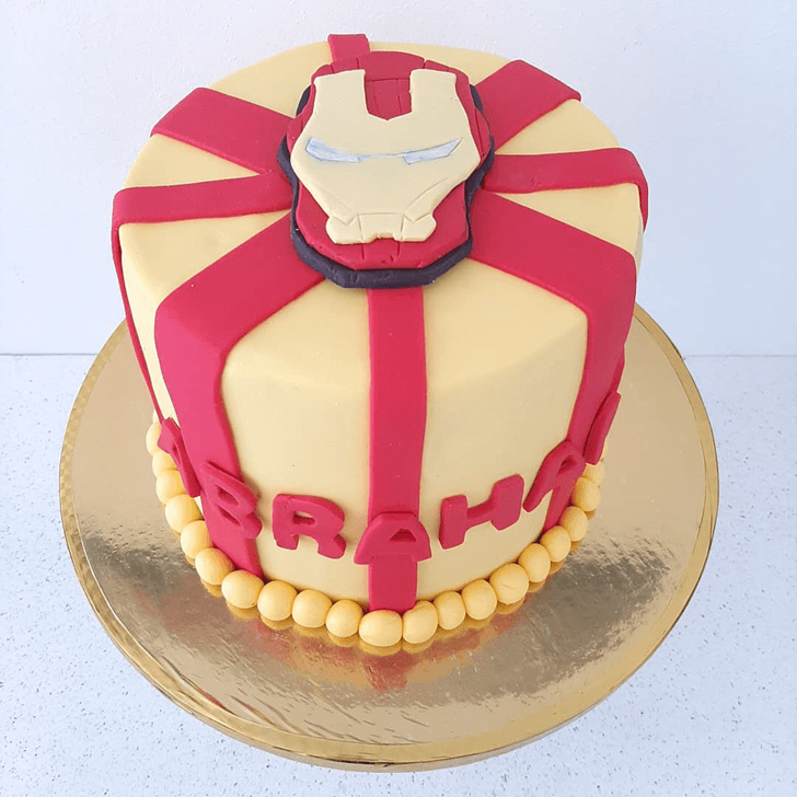Iron Man Mask Cake with Yellow Base