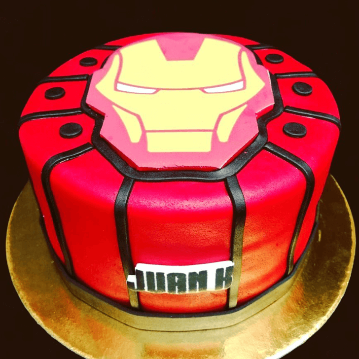 Iron Man Mask Cake with Red Base