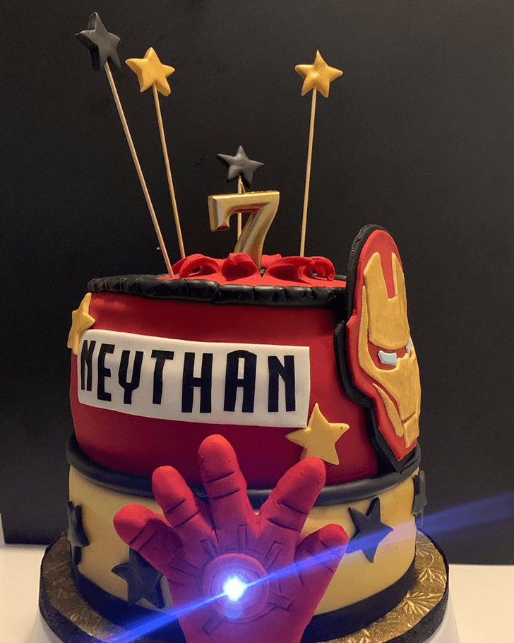 Iron Man Hand Cake with Red Golden Base