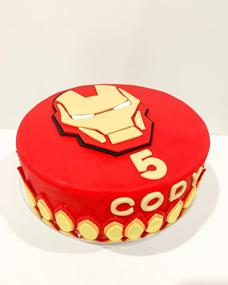 Iron Man Mask Cake with Red Yellow Base