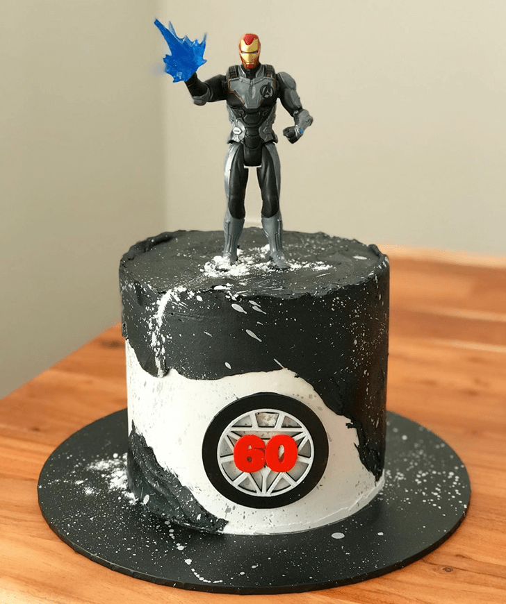 Iron Man Endgame Cake with Grey Base