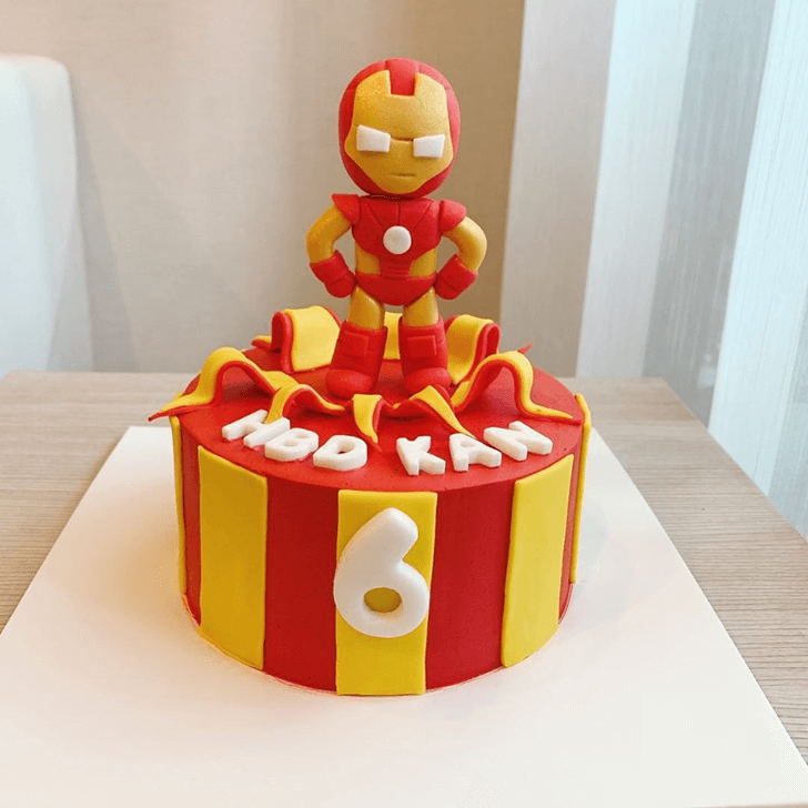 Iron Man Red Yellow Strip Cake