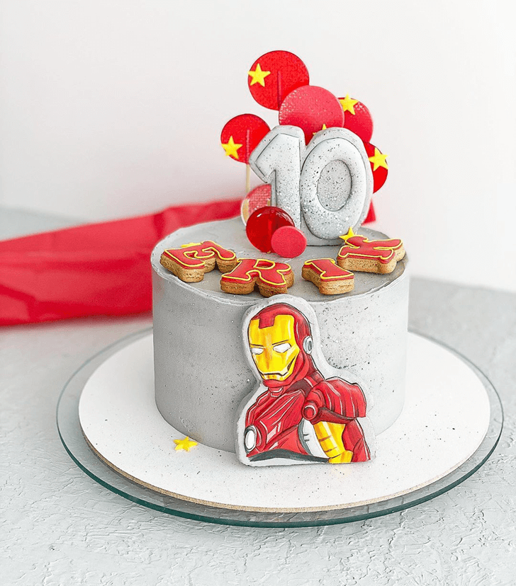 Iron Man Cake with Grey Base