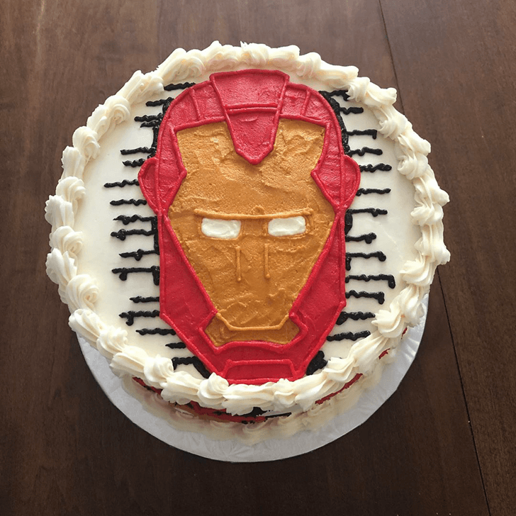 Iron Man Mask Cake with Beige Base
