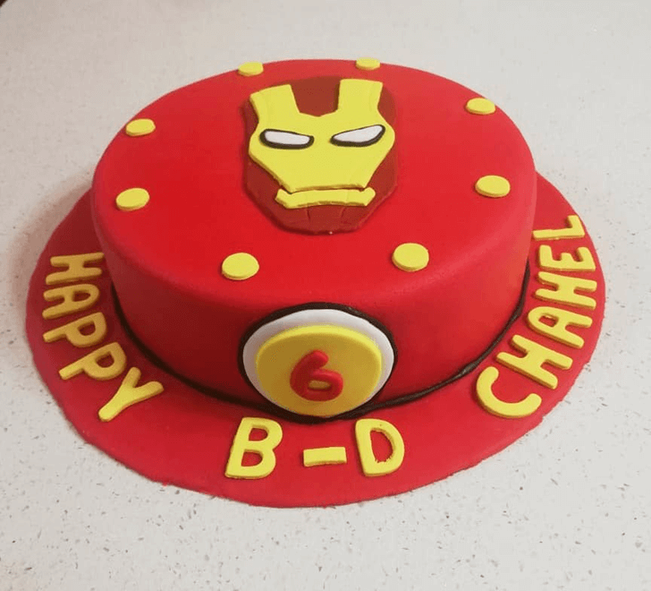 Iron Man Face cake with Red Base