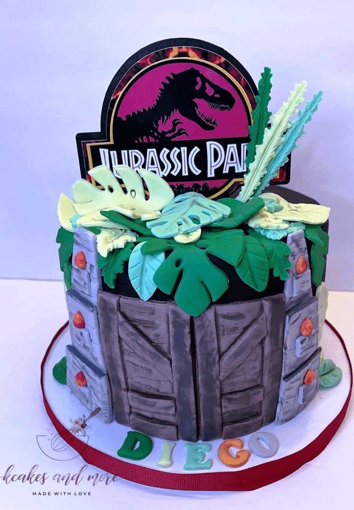 Pleasing Jurassic Park Cake
