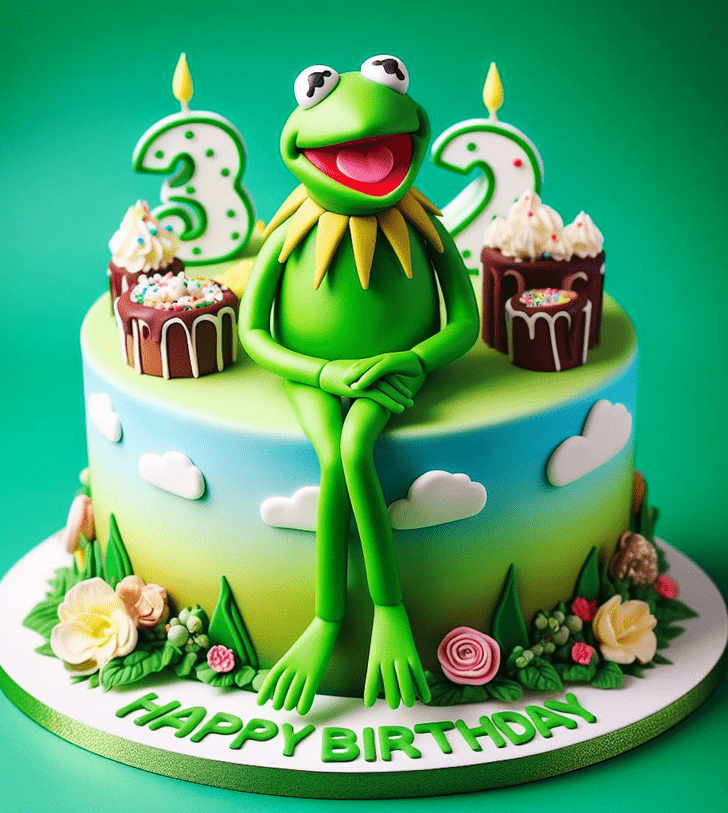 Handsome Kermit The Frog Cake