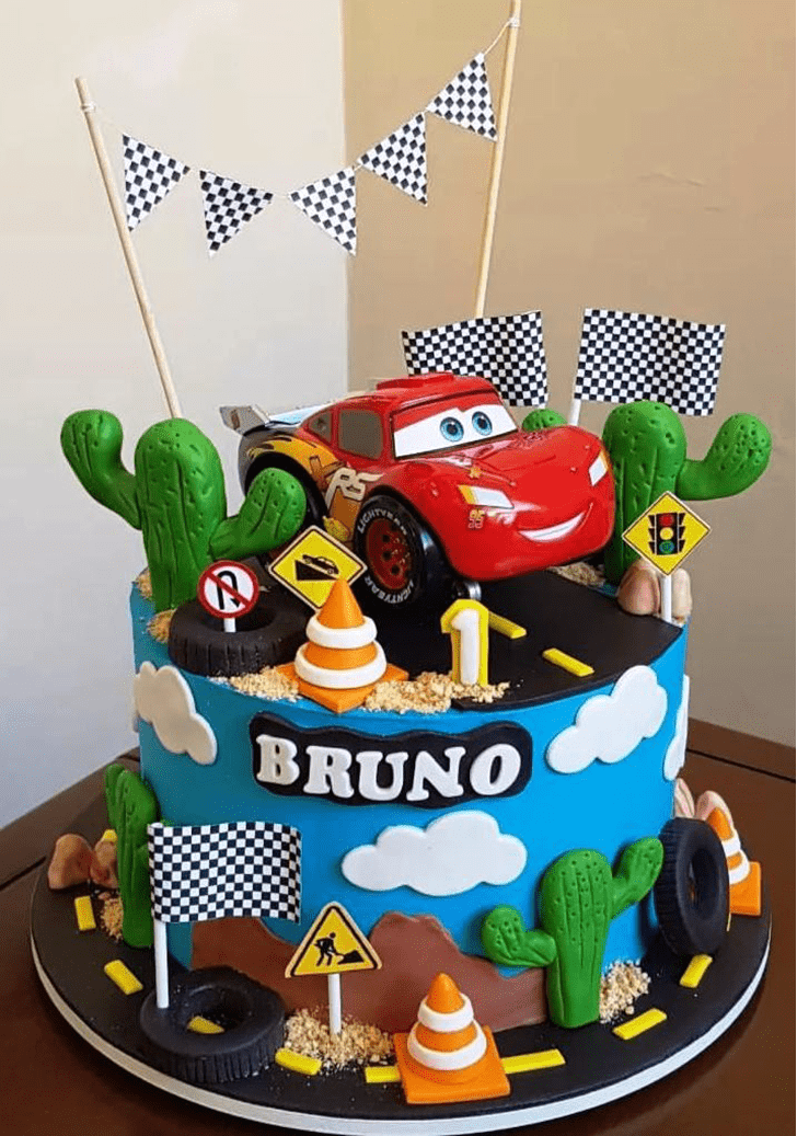 Ravishing Lightning Mcqueen Cake