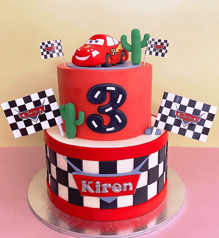 Refined Lightning Mcqueen Cake