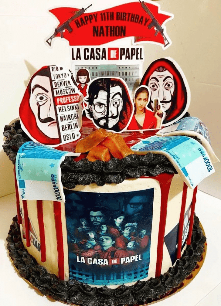 Elegant Money Heist Cake