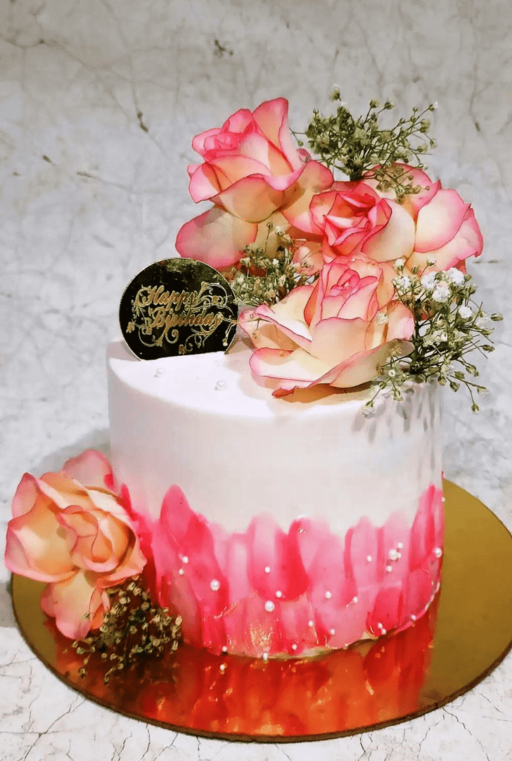 Alluring Pink Rose Cake