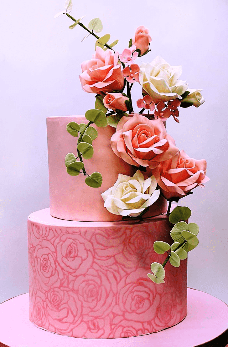 Slightly Pink Rose Cake