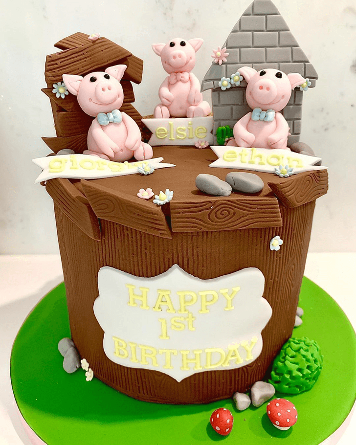 Angelic Three Little Pigs Cake