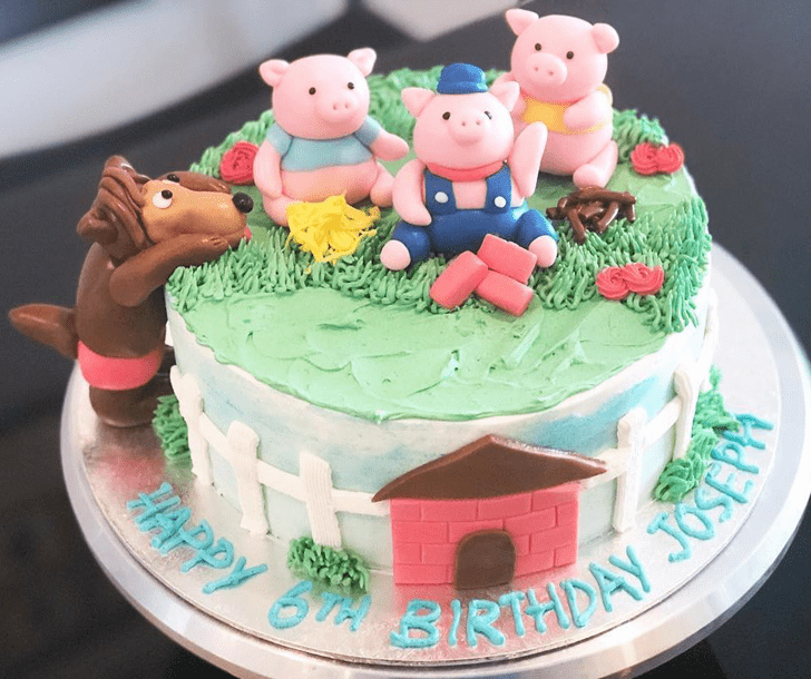 Lovely Three Little Pigs Cake Design
