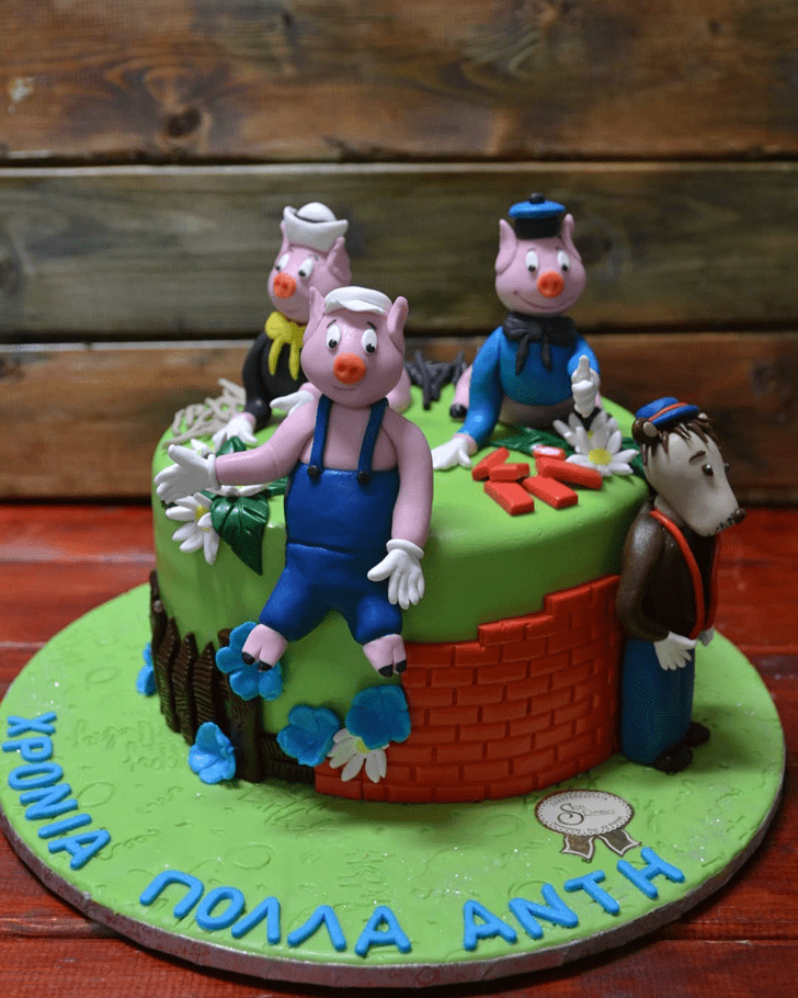 Pleasing Three Little Pigs Cake