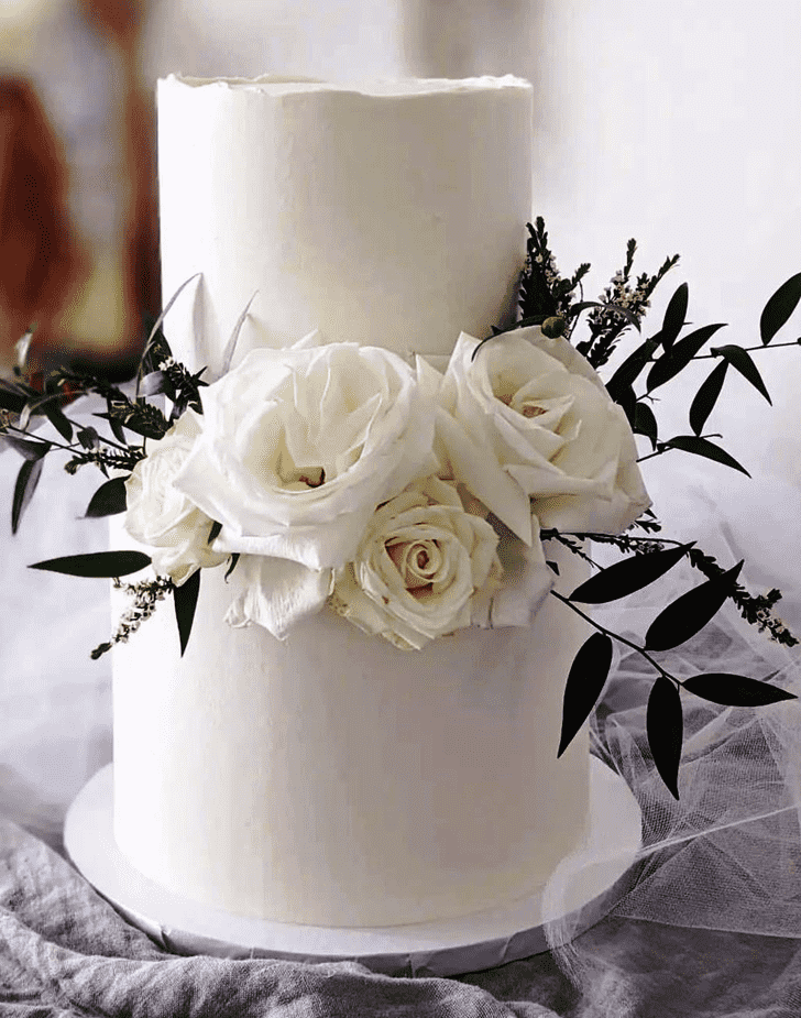 Alluring White Rose Cake