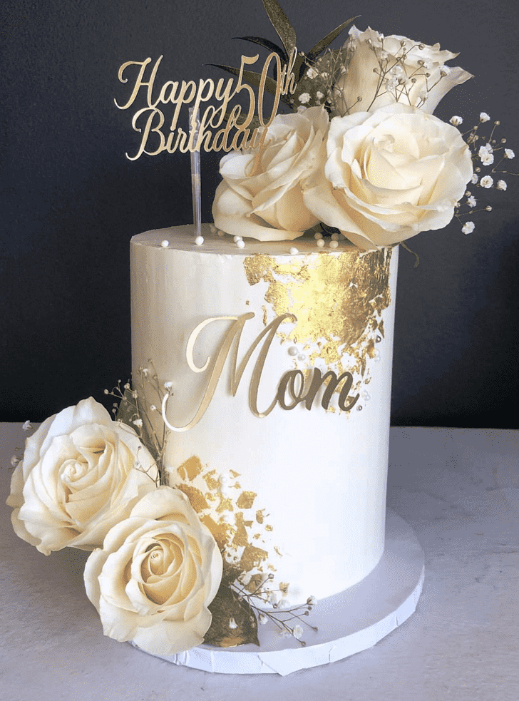 Comely White Rose Cake